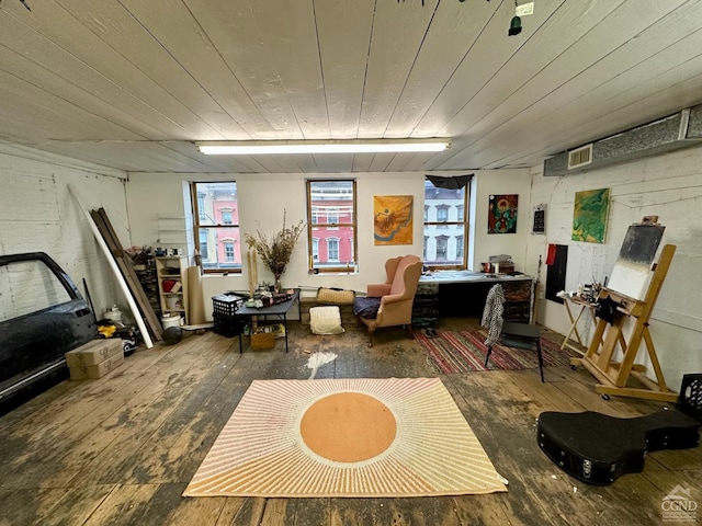 398 Main St, Catskill, NY 12414 - below grade area featuring hardwood / wood-style floors and wooden ceiling