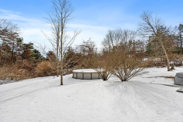 view of yard covered in snow