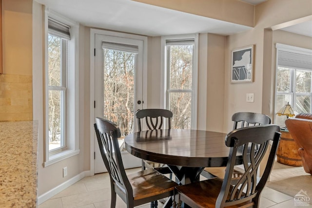dining room featuring light tile patterned floors and plenty of natural light