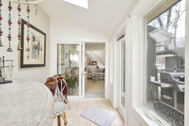 33 Cottonwood Ln, Woodstock, NY 12498 - tiled dining room with lofted ceiling