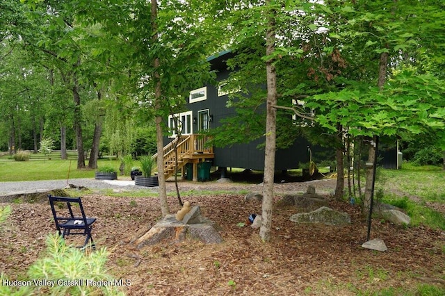 33 Cottonwood Ln, Woodstock, NY 12498 - view of jungle gym with a wooden deck and stairs