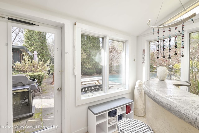 33 Cottonwood Ln, Woodstock, NY 12498 - doorway to outside with lofted ceiling