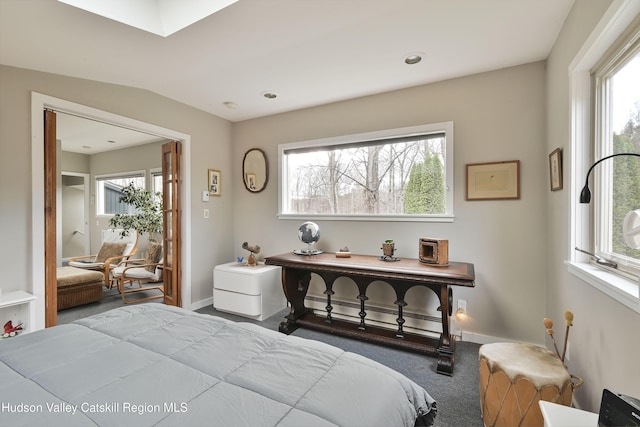 33 Cottonwood Ln, Woodstock, NY 12498 - bedroom featuring carpet flooring, multiple windows, and a baseboard heating unit