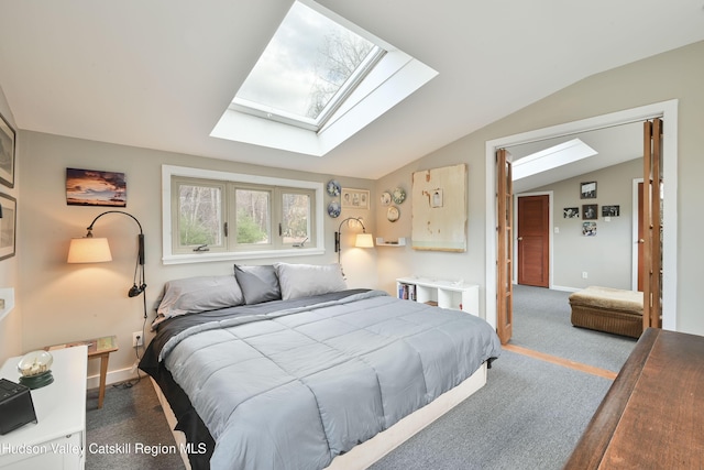 33 Cottonwood Ln, Woodstock, NY 12498 - carpeted bedroom featuring a skylight and vaulted ceiling