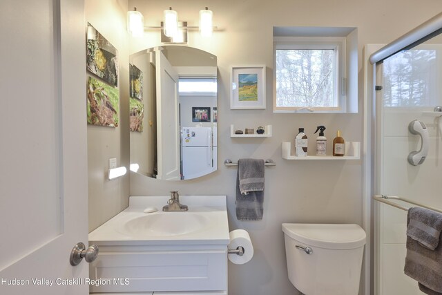 33 Cottonwood Ln, Woodstock, NY 12498 - bathroom with vanity and a shower with door