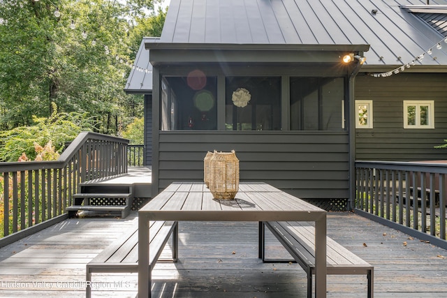 36 Ridgewood Rd, Kerhonkson, NY 12446 - deck featuring a sunroom and outdoor dining space