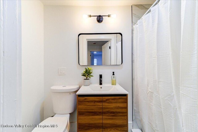 1792 State Route 213, Ulster Park, NY 12487 - bathroom with toilet, vanity, and a shower with curtain