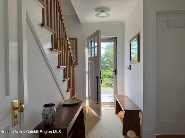 110 County Route 7a, Copake, NY 12516 - entrance foyer with stairway and crown molding