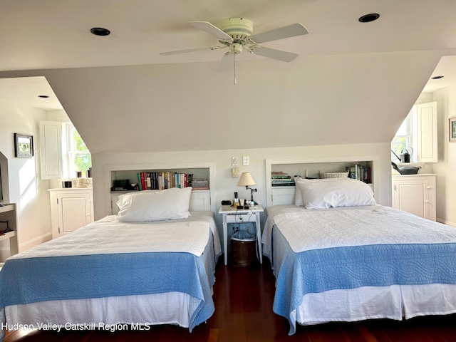110 County Route 7a, Copake, NY 12516 - bedroom featuring wood finished floors, lofted ceiling, ceiling fan, and recessed lighting