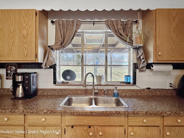 kitchen featuring tasteful backsplash, sink, and plenty of natural light