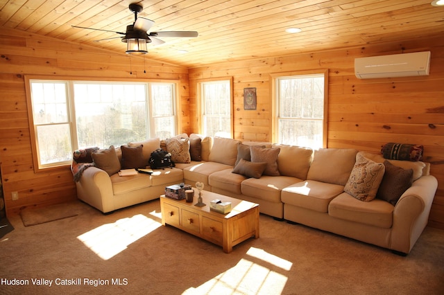 TBD Aden Hill Rd, Neversink, NY 12765 - living area with a ceiling fan, a wall unit AC, light colored carpet, and a healthy amount of sunlight