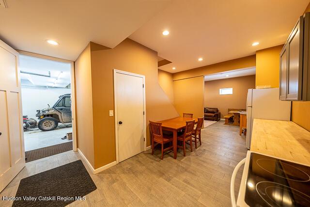TBD Aden Hill Rd, Neversink, NY 12765 - kitchen with visible vents, light countertops, recessed lighting, dark wood finished floors, and white appliances