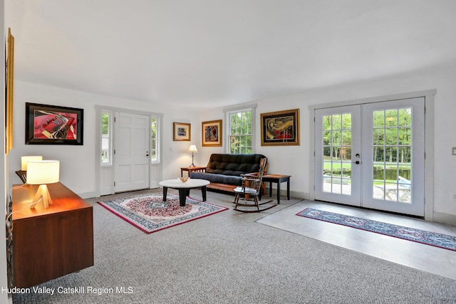 living room with french doors