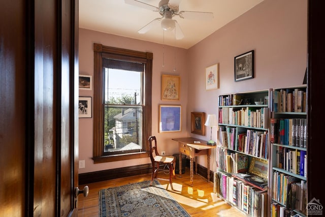 44 Worth Ave, Hudson, NY 12534 - sitting room with wood finished floors, a ceiling fan, and baseboards