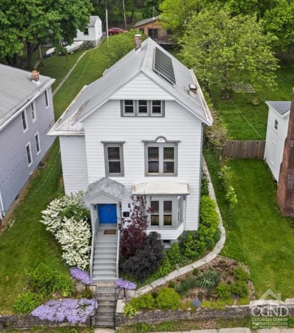 44 Worth Ave, Hudson, NY 12534 - view of front of house with stairs and a chimney