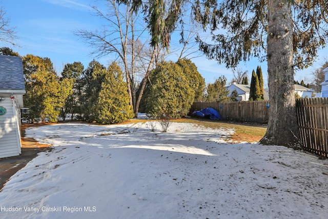 view of yard covered in snow