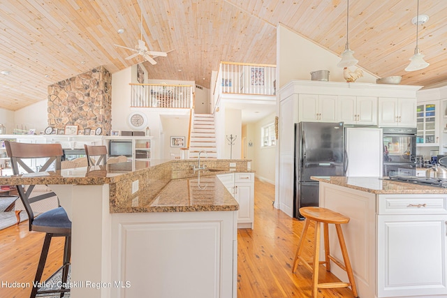 8 Story Ct Unit I 73, Athens, NY 12015 - kitchen featuring wood ceiling, a sink, high vaulted ceiling, a breakfast bar area, and light wood-style floors