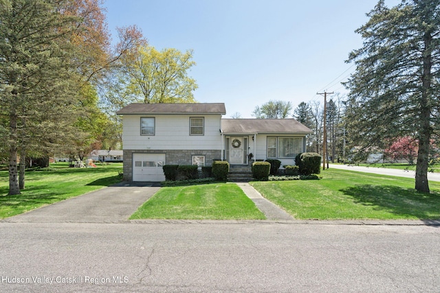 4 Schuler Ln, Lake Katrine, NY 12449 - split level home featuring asphalt driveway, an attached garage, and a front yard