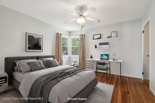 4 Schuler Ln, Lake Katrine, NY 12449 - bedroom featuring wood finished floors, ceiling fan, and a desk