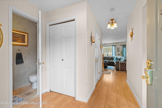 hallway with light wood-type flooring