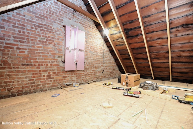 view of unfinished attic