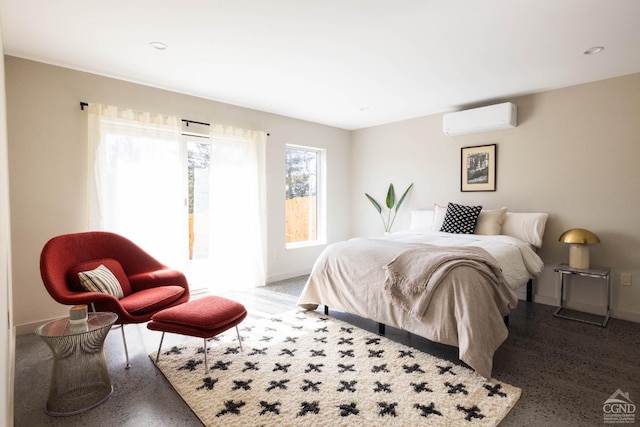 998 Willow Brook Rd, Milan, NY 12514 - bedroom featuring a wall mounted AC, baseboards, and recessed lighting