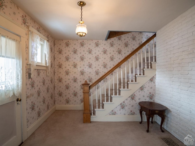 16 Oakwood Blvd, Hudson, NY 12534 - carpeted entryway with stairway and baseboards