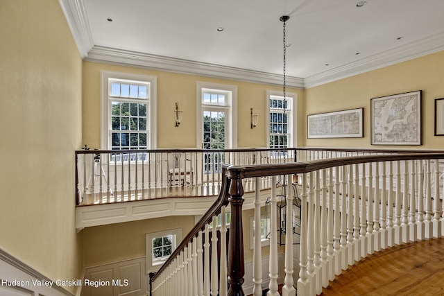 147 Moadock Rd, Millerton, NY 12546 - hall with ornamental molding and an upstairs landing