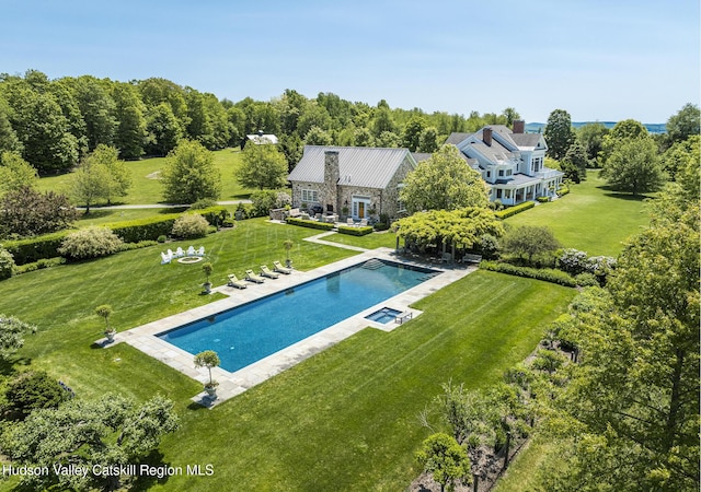 147 Moadock Rd, Millerton, NY 12546 - view of pool with a yard, a pool with connected hot tub, and a patio