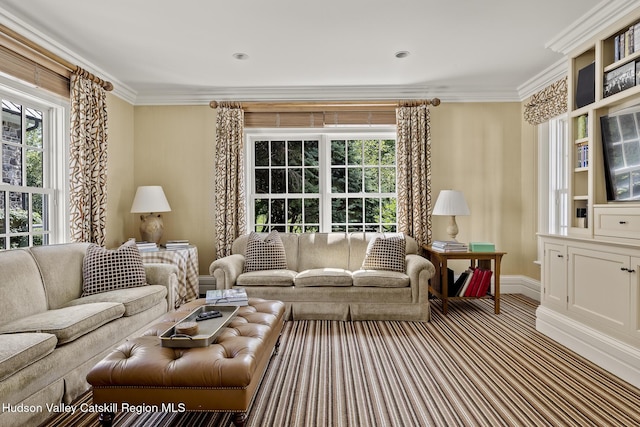 147 Moadock Rd, Millerton, NY 12546 - living room with crown molding