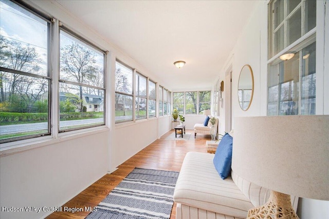 sunroom featuring wood finished floors