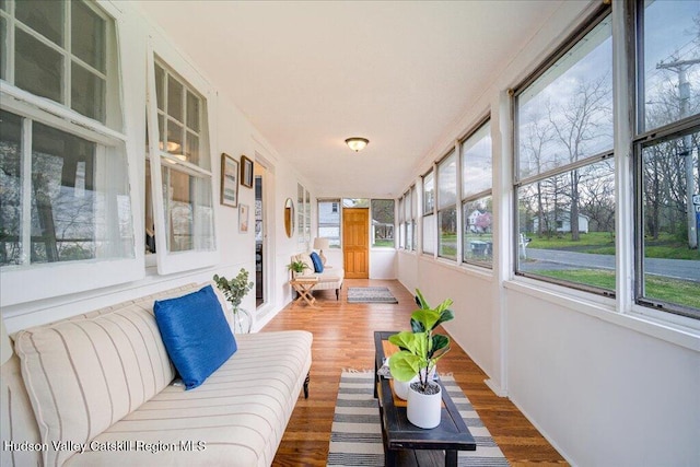 sunroom featuring wood finished floors