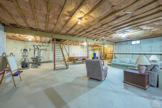 1013 Plank Rd, Averill Park, NY 12018 - below grade area featuring stairs and water heater