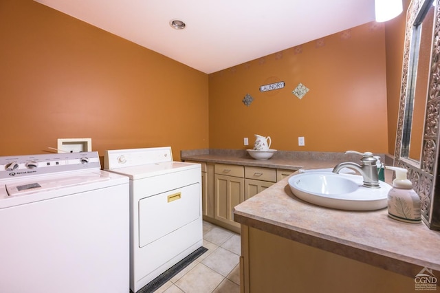 1013 Plank Rd, Averill Park, NY 12018 - clothes washing area with a sink, washer and dryer, and light tile patterned floors