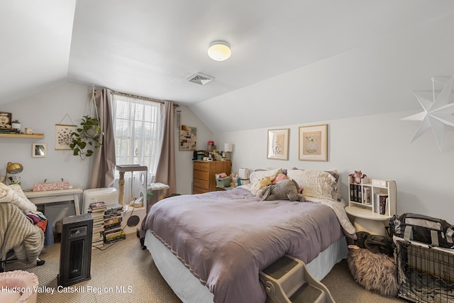 60-62 Stony Rd, Accord, NY 12404 - carpeted bedroom featuring lofted ceiling and visible vents