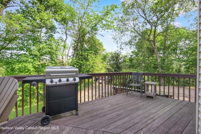 17 Boice Mill Rd, Kerhonkson, NY 12446 - wooden deck featuring grilling area and view of scattered trees