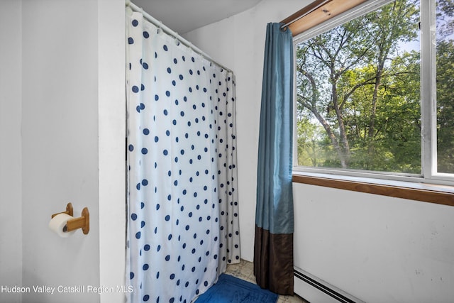 17 Boice Mill Rd, Kerhonkson, NY 12446 - bathroom with a baseboard radiator and a shower with curtain