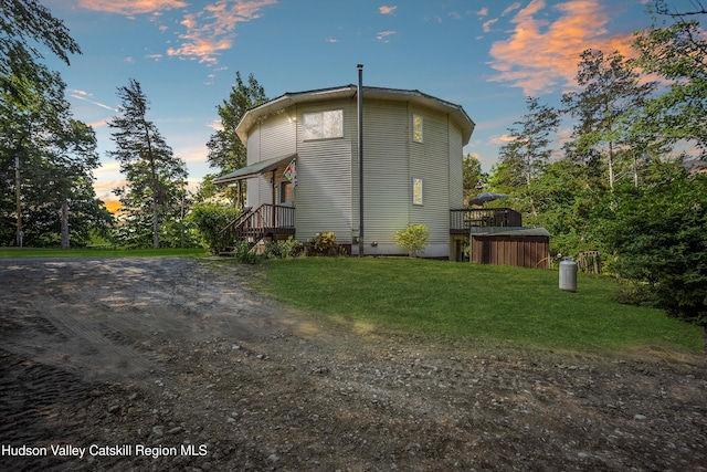 17 Boice Mill Rd, Kerhonkson, NY 12446 - property exterior at dusk with a lawn