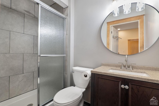 106 Earles Ln, Gilboa, NY 12076 - bathroom featuring toilet, a stall shower, and vanity