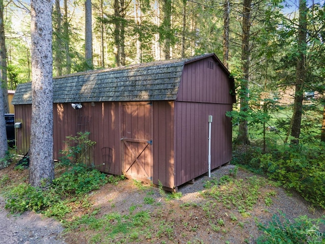 106 Earles Ln, Gilboa, NY 12076 - view of shed featuring a wooded view