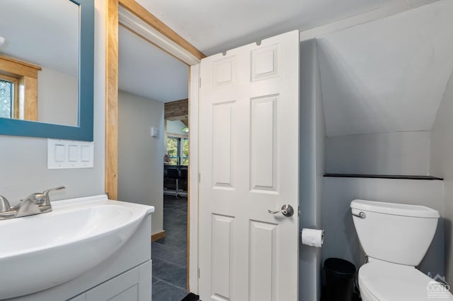 106 Earles Ln, Gilboa, NY 12076 - half bathroom with toilet, tile patterned floors, and vanity