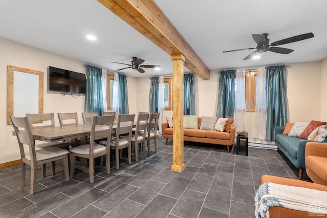 106 Earles Ln, Gilboa, NY 12076 - living area featuring ceiling fan and recessed lighting