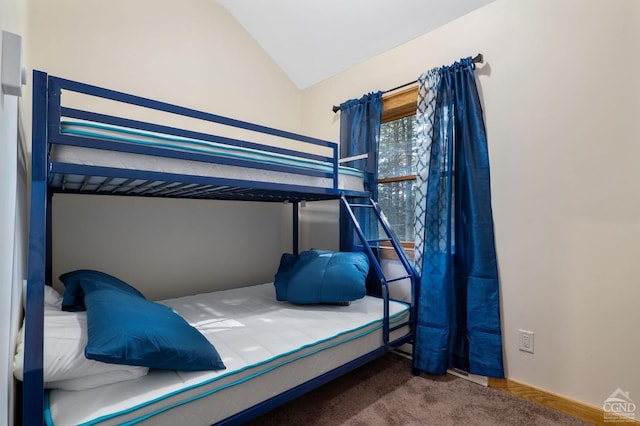 106 Earles Ln, Gilboa, NY 12076 - bedroom featuring vaulted ceiling and carpet flooring