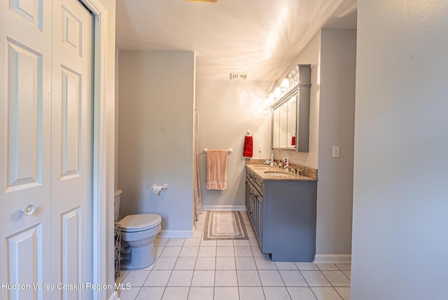 319 Garrison Woods Ln, Wallkill, NY 12589 - bathroom with toilet, vanity, visible vents, tile patterned floors, and baseboards
