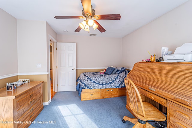 319 Garrison Woods Ln, Wallkill, NY 12589 - carpeted bedroom with baseboards, a ceiling fan, and visible vents