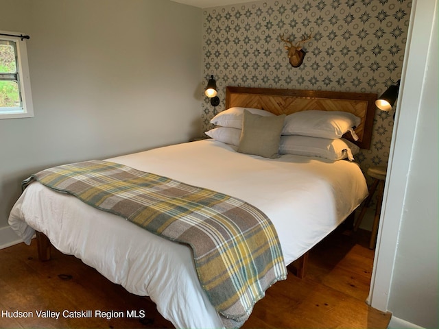 76 Smith Rd, Preston Hollow, NY 12469 - bedroom with wallpapered walls and wood finished floors