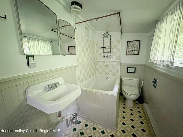 76 Smith Rd, Preston Hollow, NY 12469 - full bath featuring bathing tub / shower combination and a wainscoted wall