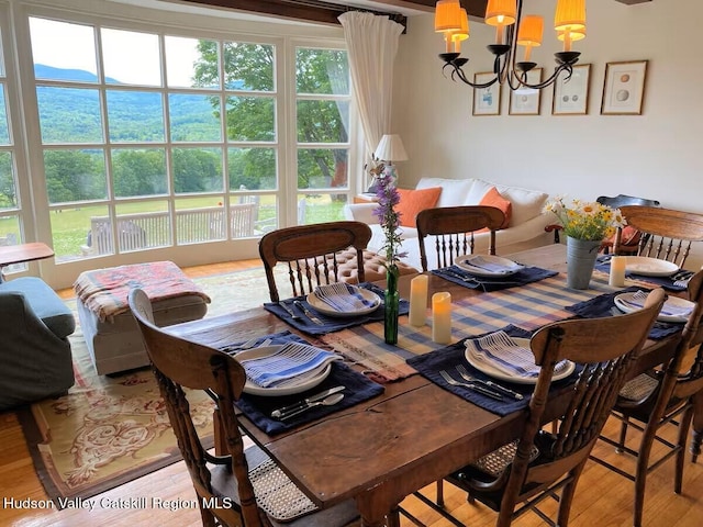 76 Smith Rd, Preston Hollow, NY 12469 - dining area with hardwood / wood-style floors and a chandelier