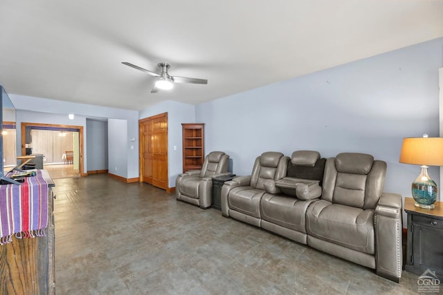 52 Bowman Rd, Chatham, NY 12037 - living area featuring a ceiling fan, baseboards, and finished concrete flooring