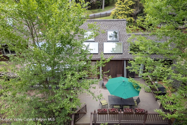 494 Edwards Rd, Monticello, NY 12701 - rear view of house with a wooden deck and a shingled roof